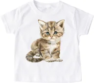 Koszulki dla dziewczynek - Dziecięca koszulka z kotem - kotek89 - miniaturka - grafika 1