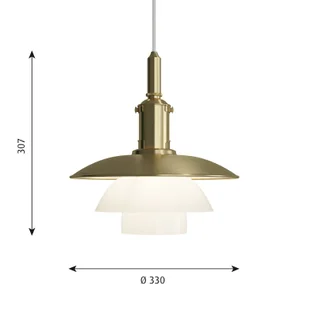 Louis Poulsen PH 3/3 żyrandol, mosiądz/biały - Lampy sufitowe - miniaturka - grafika 3