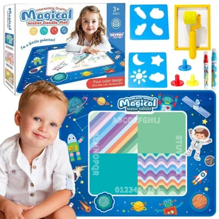 WOOPIE Mata Wodna do Malowania XXL 100x80cm Kosmos Niebieska - Maty edukacyjne - miniaturka - grafika 1