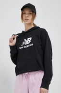 Bluzy damskie - New Balance bluza damska kolor czarny z kapturem wzorzysta - miniaturka - grafika 1