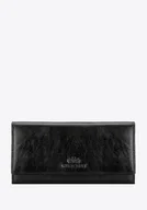 Portfele - Damski portfel ze skóry naturalnej czarno-złoty - miniaturka - grafika 1