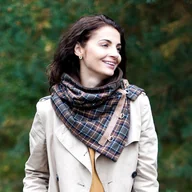 Apaszki i szaliki damskie - Szal, Komin Kratka - miękki brązowy - miniaturka - grafika 1