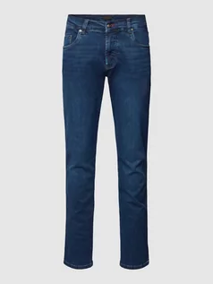 Spodnie męskie - Jeansy o kroju slim fit w jednolitym kolorze - grafika 1