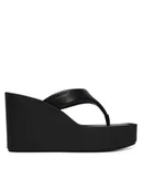 Klapki i japonki damskie - Calvin Klein Japonki Wedge 70 Sndl Thong Lth HW0HW02880 Czarny - miniaturka - grafika 1