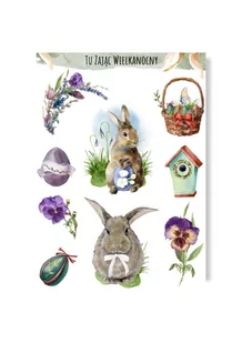 Naklejki wielkanocne z zajączkiem do kartek albumu - Scrapbooking - miniaturka - grafika 1