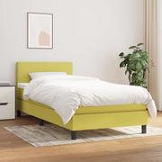 Łóżka - Lumarko Łóżko kontynentalne z materacem, zielone, tkanina, 90x190 cm - miniaturka - grafika 1