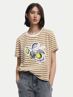 Desigual T-Shirt Lemon 25SWTKAE Beżowy Regular Fit - Koszulki i topy damskie - miniaturka - grafika 1