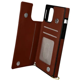 Etui z przewodem do iPhone 12 Wielofunkcyjne ze smyczą - brązowe - Etui i futerały do telefonów - miniaturka - grafika 1