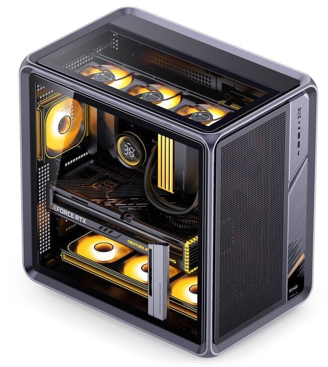 Jonsplus BO400 PC-Gehuse, Midi-Tower, ATX, Alu Frame, Tempered Glass schwarz