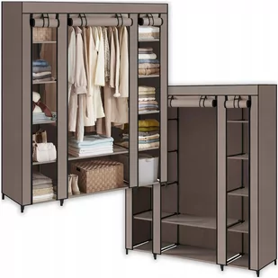 DUŻA SZAFA MATERIAŁOWA TEKSTYLNA Z DRĄZKIEM NA UBRANIA PÓŁKI GARDEROBA - Szafy - miniaturka - grafika 1