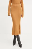 Spódnice - Patrizia Pepe spódnica kolor brązowy midi prosta 8G0423 K9J5 - miniaturka - grafika 1
