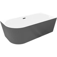 Wanny - Mexen Silo wanna wolnostojąca narożna prawa ryflowana 170 x 80 cm, biała/szara, przelew czarny - 52891708062P-70 - miniaturka - grafika 1