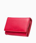 Portfele - PUCCINI Czerwony portfel damski z groszkowej skóry naturalnej - miniaturka - grafika 1