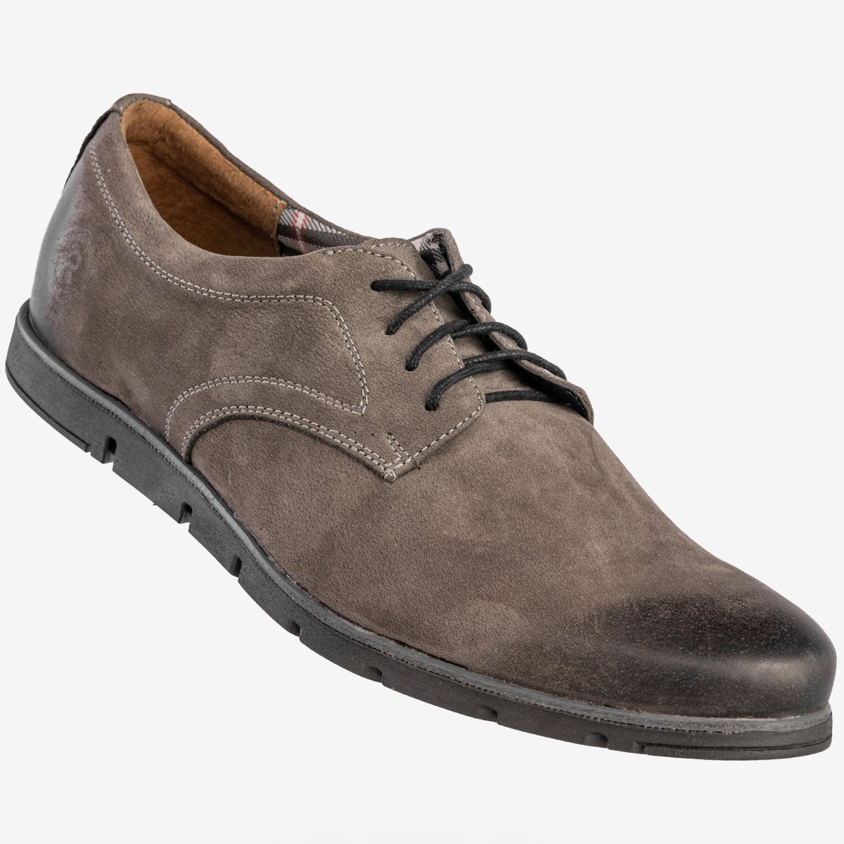 Półbuty Wizytowe Męskie Skórzane Buty Zamszowe Szare Rammit 118/12 40 Popiel