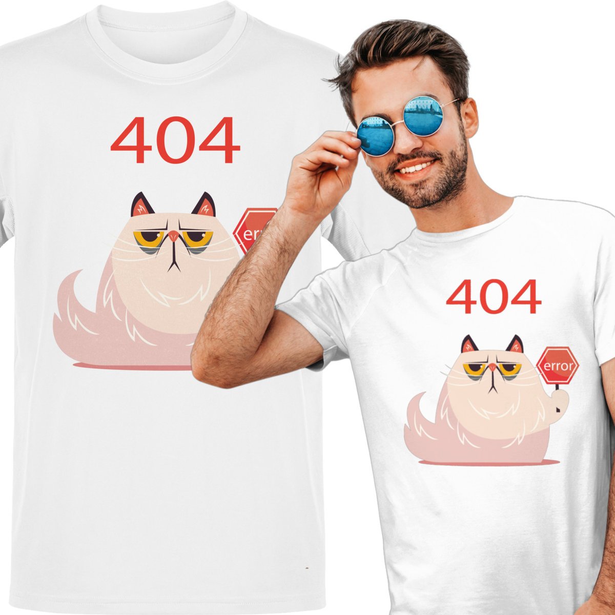 Koszulka męska Błąd Error 404 Kot S