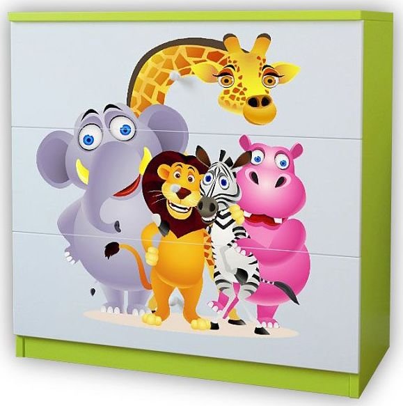 Elior Komoda dziecięca Happy 10X mix - biało - zielona