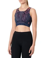 Biustonosze - adidas HA4324 TRN TIGR AOP Sports Biustonosz damski Semi Turbo/Shadow Navy/Print LAC - miniaturka - grafika 1