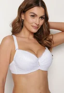 Biustonosze - Biały Biustonosz Koronkowy z Regulowanymi Ramiączkami Ozdobiony Zawieszką z Cyrkoniami Uanessa - miniaturka - grafika 1