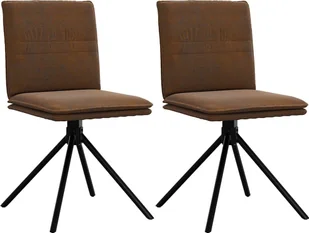 Krzesło do jadalni Brązowe ze skóry zamszowej - Krzesła - miniaturka - grafika 1