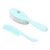 Szczoteczki do zębów dla dzieci - BabyOno Szczotka i grzebyk do włosów dla dzieci i niemowląt super miękkie włosie niebieska - miniaturka - grafika 1