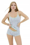 Piżamy damskie - ALMINA Piżama NIEBIESKA - koszulka + szorty, r. XL - miniaturka - grafika 1