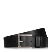 Paski - Skórzany męski pasek z kwadratową klamrą czarny - miniaturka - grafika 1