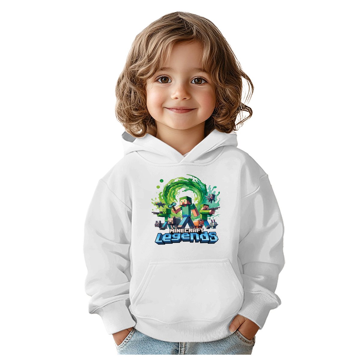 BLUZA DZIECIĘCA MINECRAFT LEGENDS 122-128 Z KAPTUREM BAWEŁNIANA JAKOŚĆ