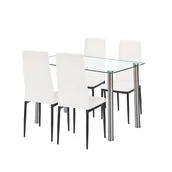 Stoły z krzesłami - Mateo 4+1 étkező garnitúra fehér-fekete - miniaturka - grafika 1