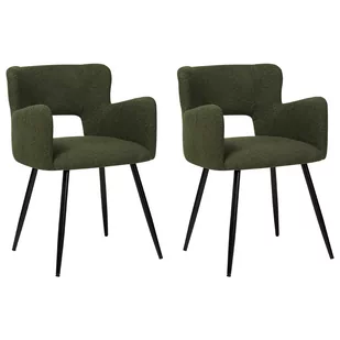 2 krzesła do jadalni boucle ciemnozielone SANILAC - Krzesła - miniaturka - grafika 1