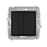 Gniazdka elektryczne - Mechanizm łącznika zwiernego, świecznikowego (dwa klawisze bez piktogramów, wspólne zasilanie) czarny mat 12MWP-44.1 Karlik Mini - miniaturka - grafika 1