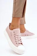 Moda i Uroda OUTLET - Niskie Sznurowane Tenisówki Big Star LL274970 Nude-41 - miniaturka - grafika 1