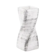 Wazony i flakony - Wazon Ceramiczny biały czarny połysk flakon na kwiaty ozdobny Skrętny - miniaturka - grafika 1