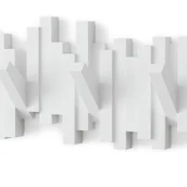 Zawiasy, okucia i inne akcesoria - Nowoczesny wieszak ścienny z motywem klawiszy fortepianu i 5 składanymi haczykami, biały - miniaturka - grafika 1