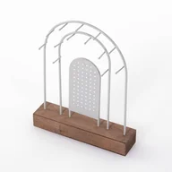 Biżuteria - akcesoria - Metalowy stojak na biżuterię, drewniana podstawka, 18 x 4,5 cm - miniaturka - grafika 1