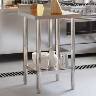 Kuchenny stół roboczy z rantem, 55x55x93 cm, stal nierdzewna Lumarko! - Wózki na żywność - miniaturka - grafika 1