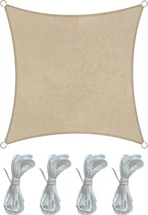Rebecca Mobili Vela Shading Square Zewnętrzna Markiza Bezowa Zewnętrzna Ochrona UV z Linkami Basen Boat Garden 5x5 mt - Markizy - miniaturka - grafika 1