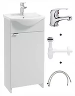 Szafki łazienkowe - Szafka łazienkowa z umywalką 40 stojąca biała z syfonem i baterią chrom Kredo - miniaturka - grafika 1