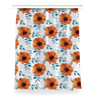 Zasłona przelotki Pomarańczowy kwiat dekor 150x200, Fabricsy - Zasłony - miniaturka - grafika 1