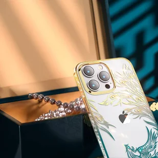 Luksusowe etui iPhone 14 Pro z kryształami Kingxbar Phoenix - złoto-niebieskie - Etui i futerały do telefonów - miniaturka - grafika 7