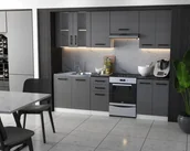 Meble kuchenne - Meble Kuchenne Kuchnia Zestaw Szafki Modułowe Blat Jola 2,4M Grafit - miniaturka - grafika 1