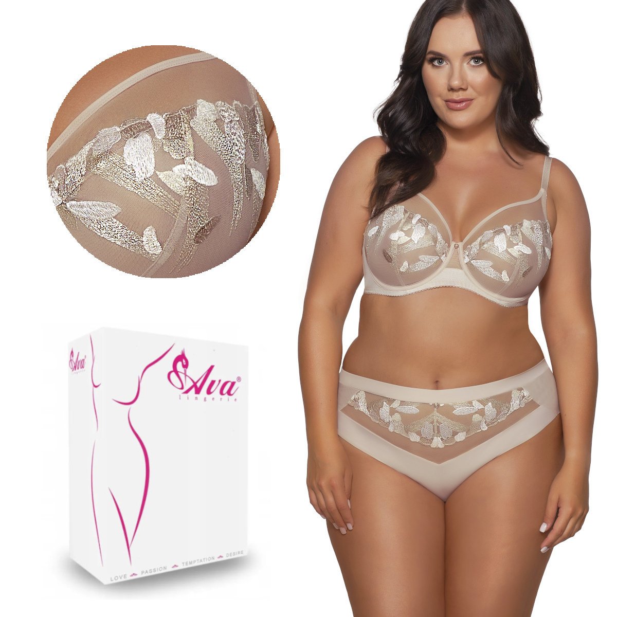 Biustonosz Soft z haftem AV 2082 miękki pudrowy beż 70F