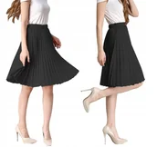 Spódnice - ELEGANCKA SPÓDNICA PLISOWANA MIDI SPÓDNICZKA NA GUMCE RETRO KOLORY S/M - miniaturka - grafika 1
