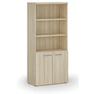 Szafy biurowe - Szafa biurowa kombinowana PRIMO WOOD, drzwi na 2 poziomach, 1781 x 800 x 420 mm, dąb naturalny - miniaturka - grafika 1