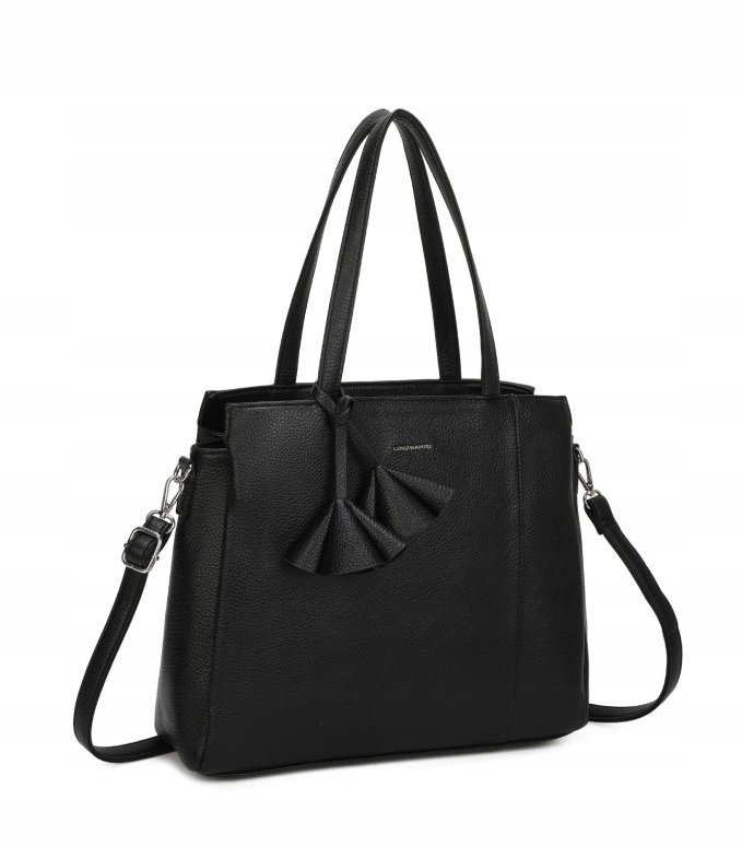 Torebka Damska Shopper 3 Komory Elegancka Klasyczna Czarna LUIGISANTO