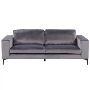 Beliani Sofa welurowa szara VADSTENA - Sofy i kanapy - miniaturka - grafika 1