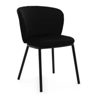 Krzesła - Krzesło tapicerowane do salonu jadalni welurowe BARI czarne - miniaturka - grafika 1