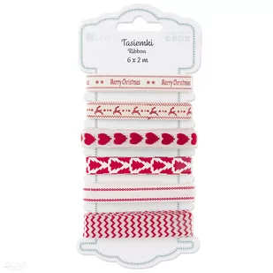 Tasiemki bawełniane, festive red, 6 x 2m - Scrapbooking - miniaturka - grafika 1