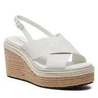 Espadryle damskie - Espadryle Calvin Klein Wedge Sandal 50 He HW0HW01965 Biały - miniaturka - grafika 1
