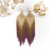 Kolczyki - Kolczyki cieniowane - złoto, miedź, fiolet - miniaturka - grafika 1