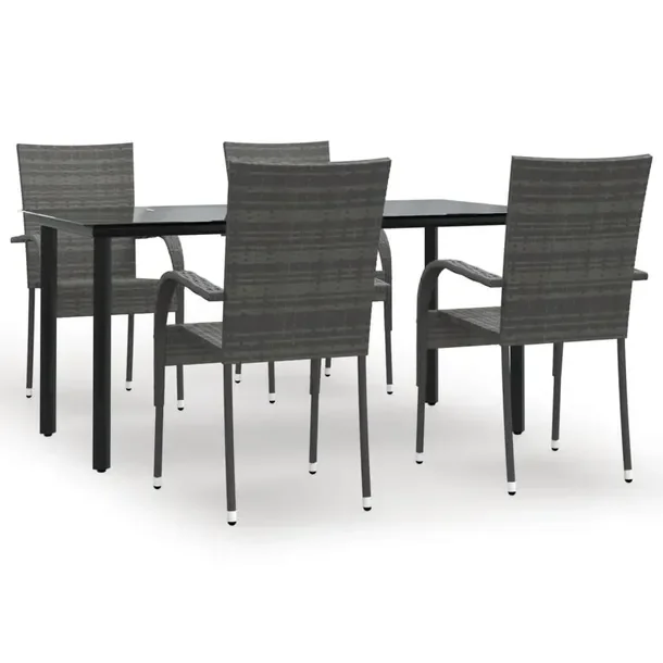 Zestaw Mebli Ogrodowych Rattan PE i Stal, Stół 160x80x74cm, Krzesła 55,5